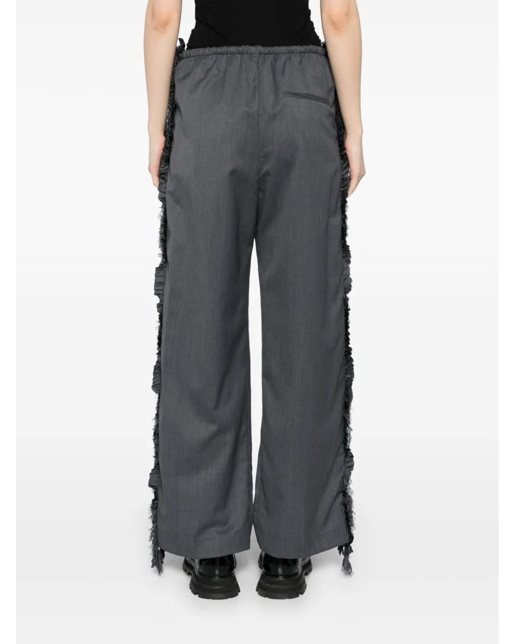 JNBY Gray Side-Detailed Straight Trousers