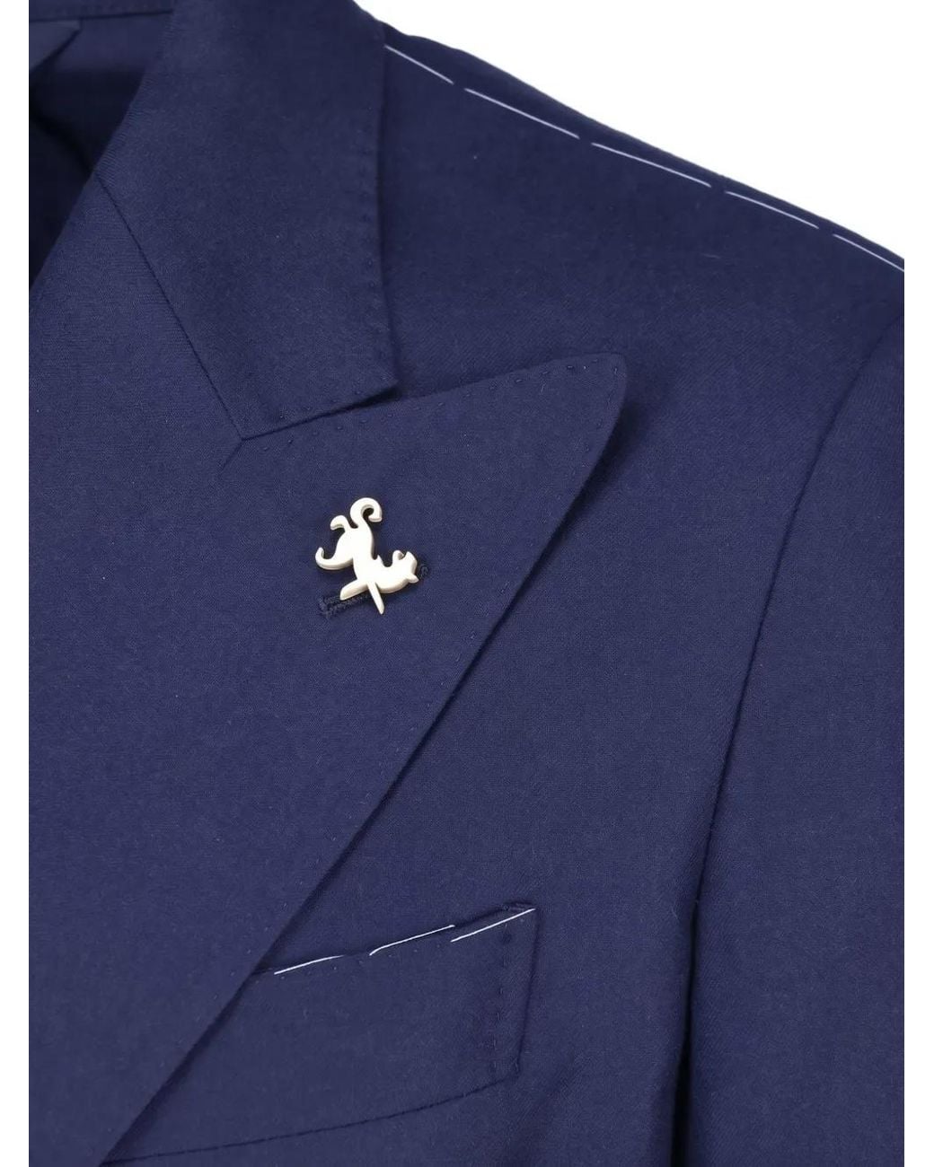 Tombolini Blue Double-Breasted Peak-Lapels Suit for men