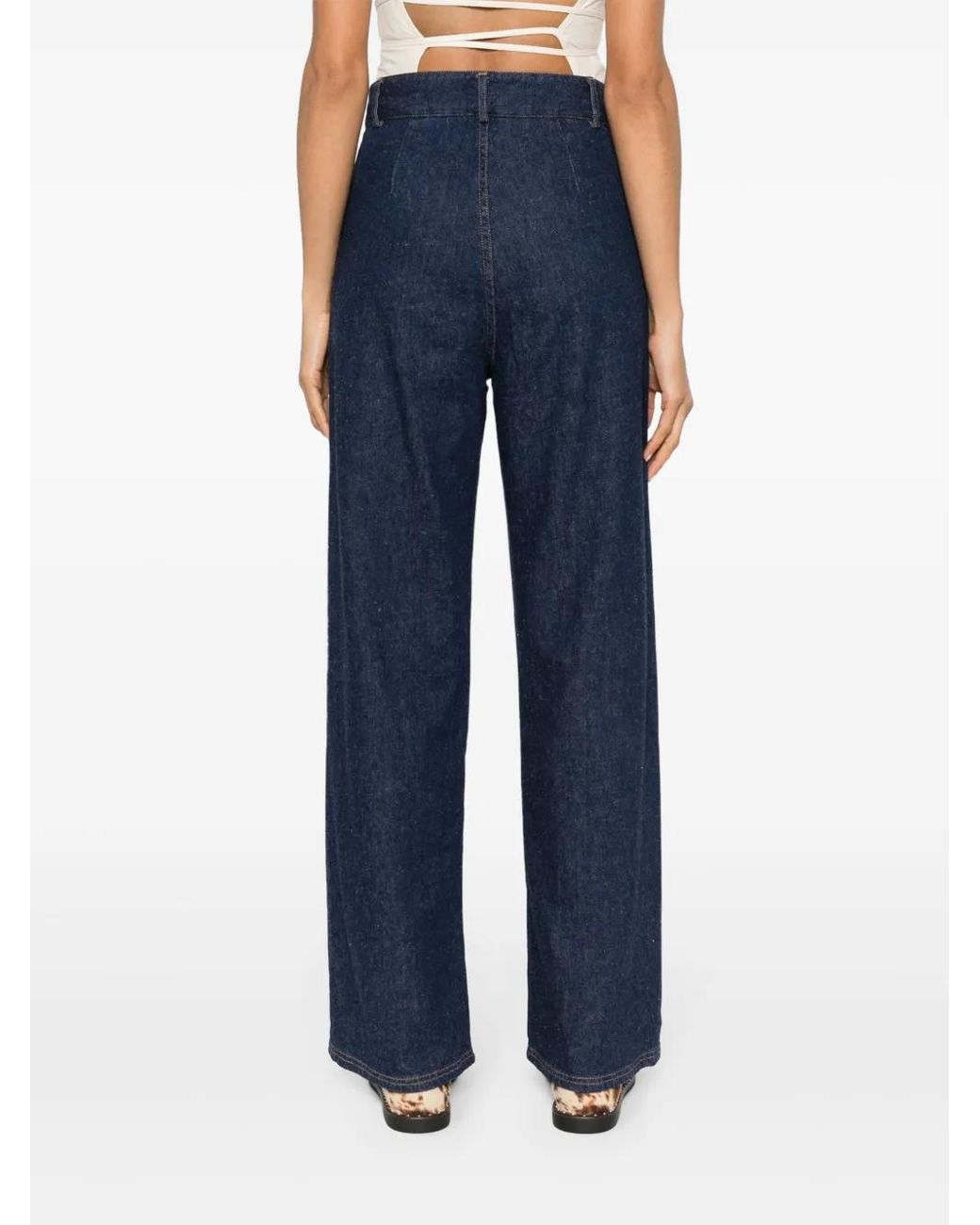 Baserange Blue High-Waisted Straight-Leg Jeans