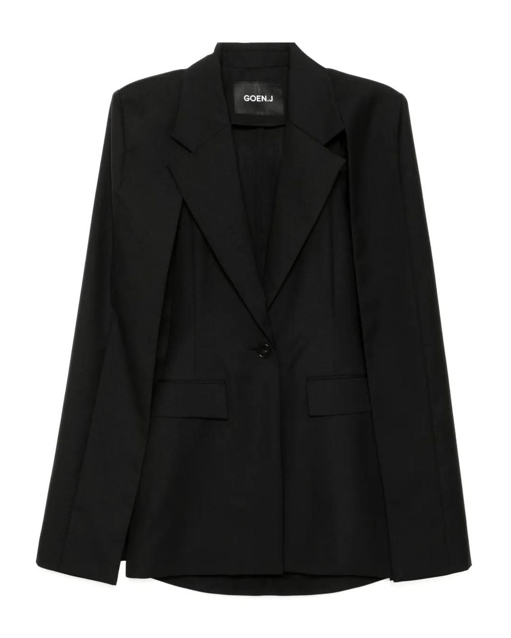 Goen.J Black Notched-Lapel Blazer