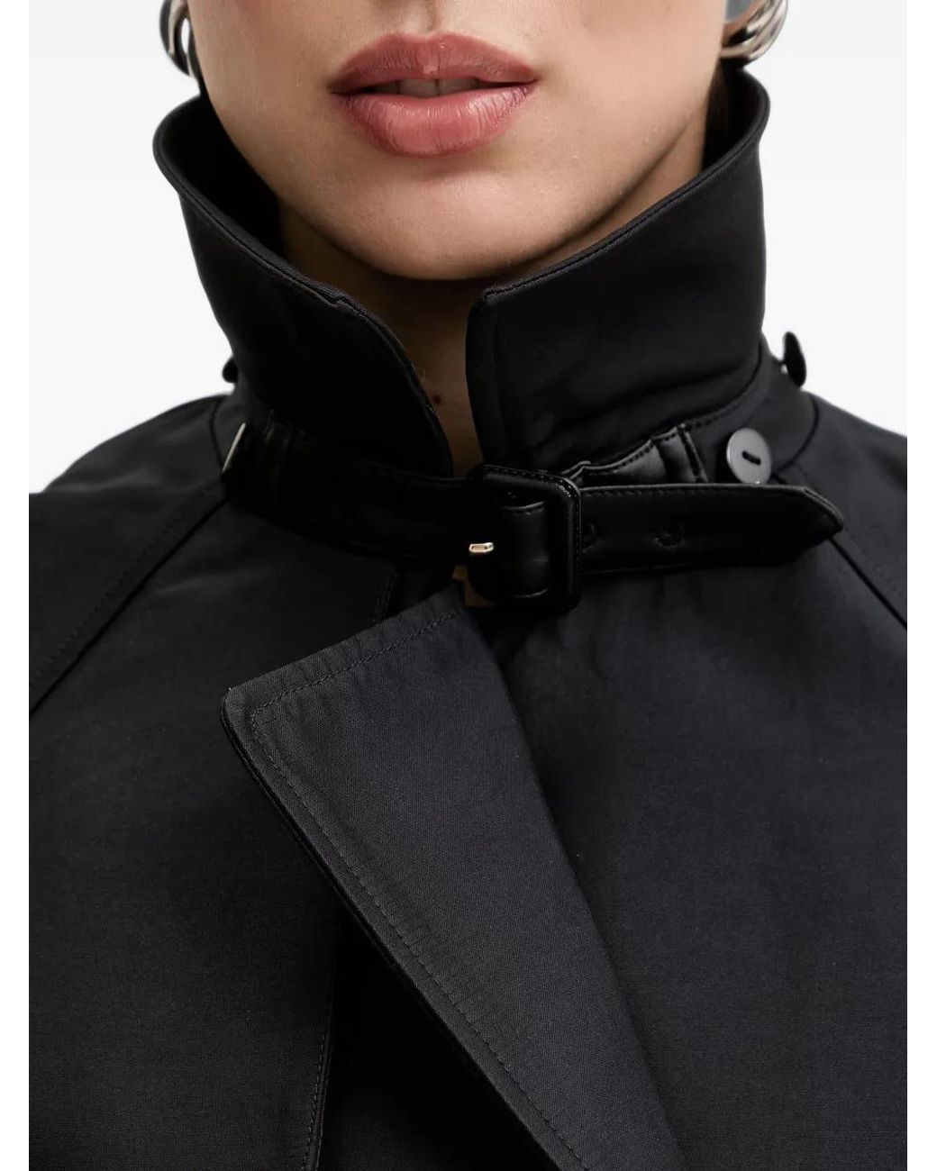 Morgan Black Double-Breasted Hooded Trench Coat