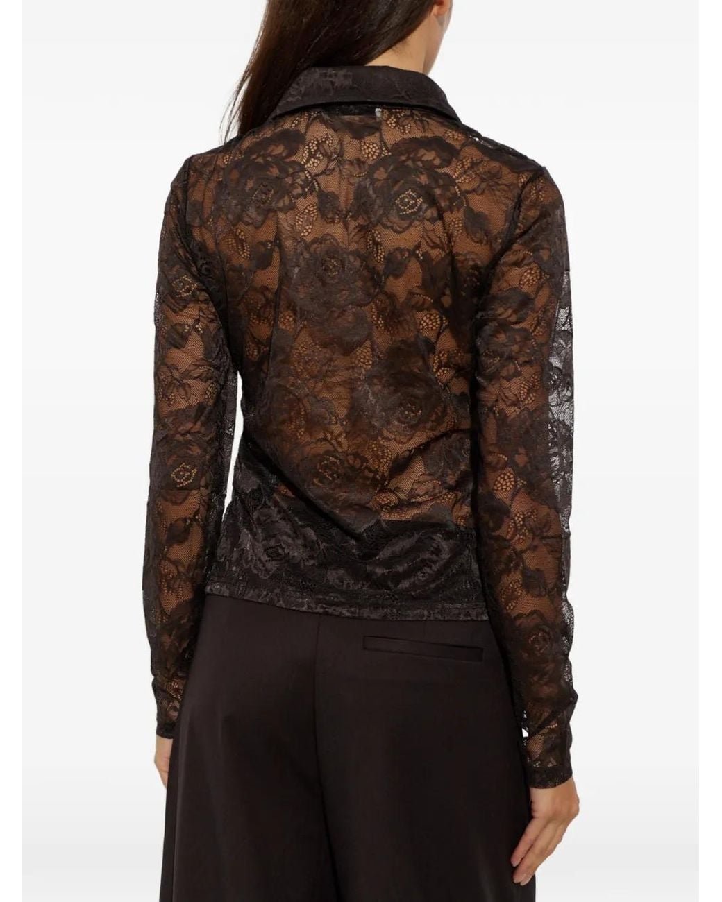 Gestuz Black Gzleala Lace Long-Sleeve Shirt