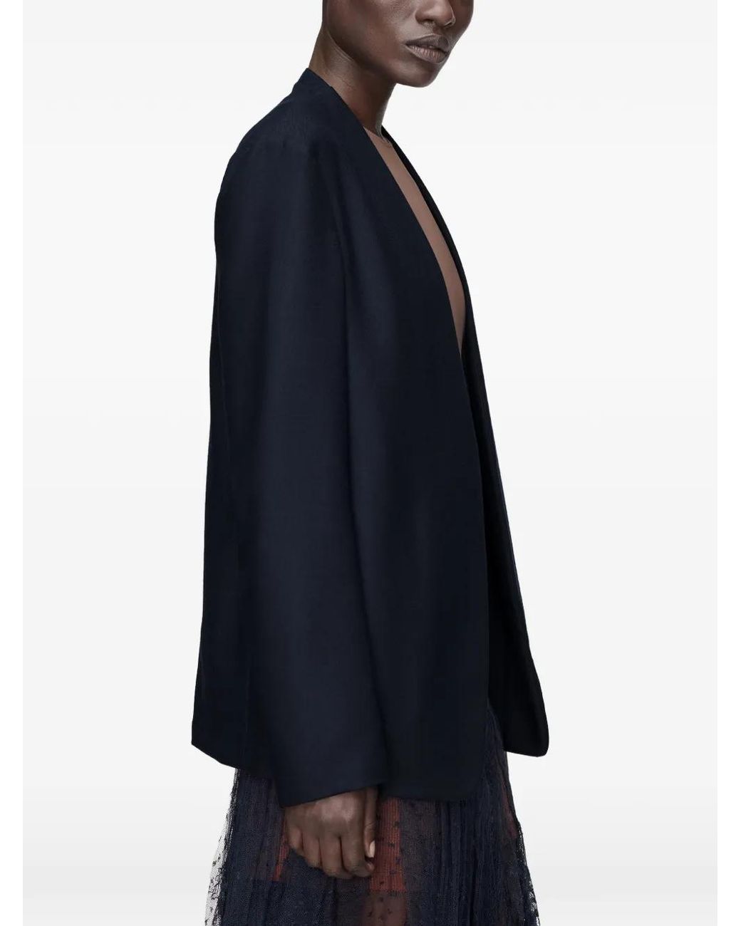 Maison Margiela Blue Open-Front Collarless Jacket