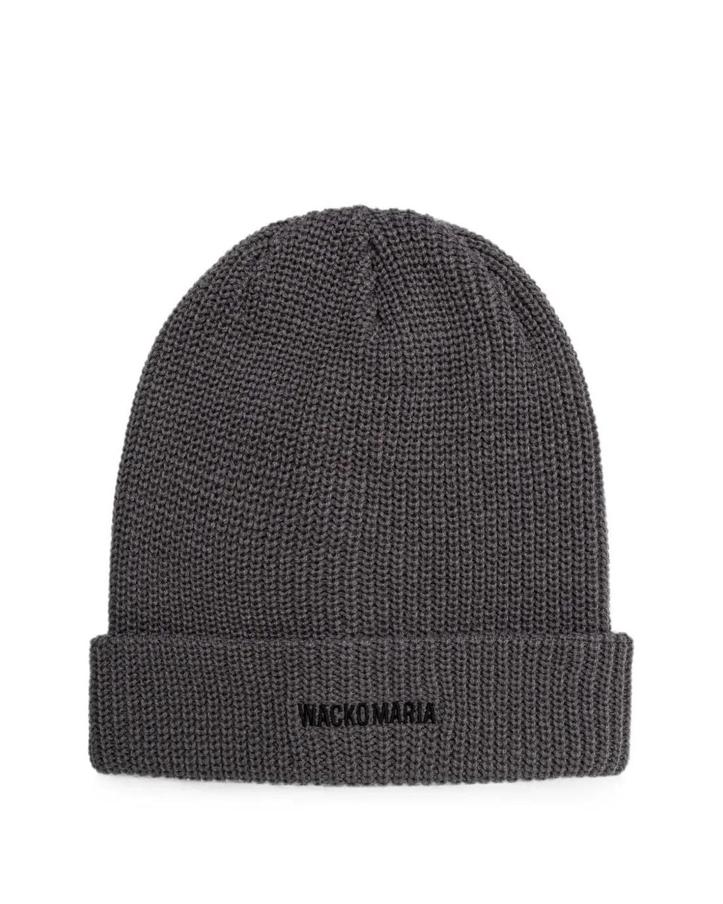 Wacko Maria Gray Logo-Embroidered Chunky-Knit Beanie Hat for men