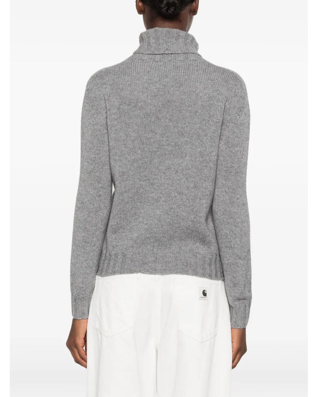 Oliver Lattughi Gray Pull Côtelé À Col Roulé