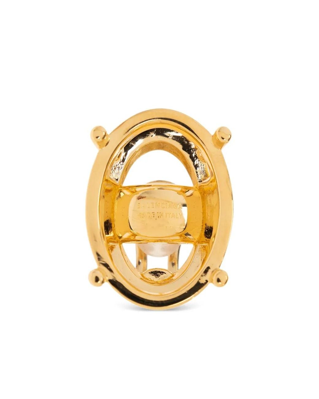 Balenciaga Metallic Logo-Engraved Oval Earrings