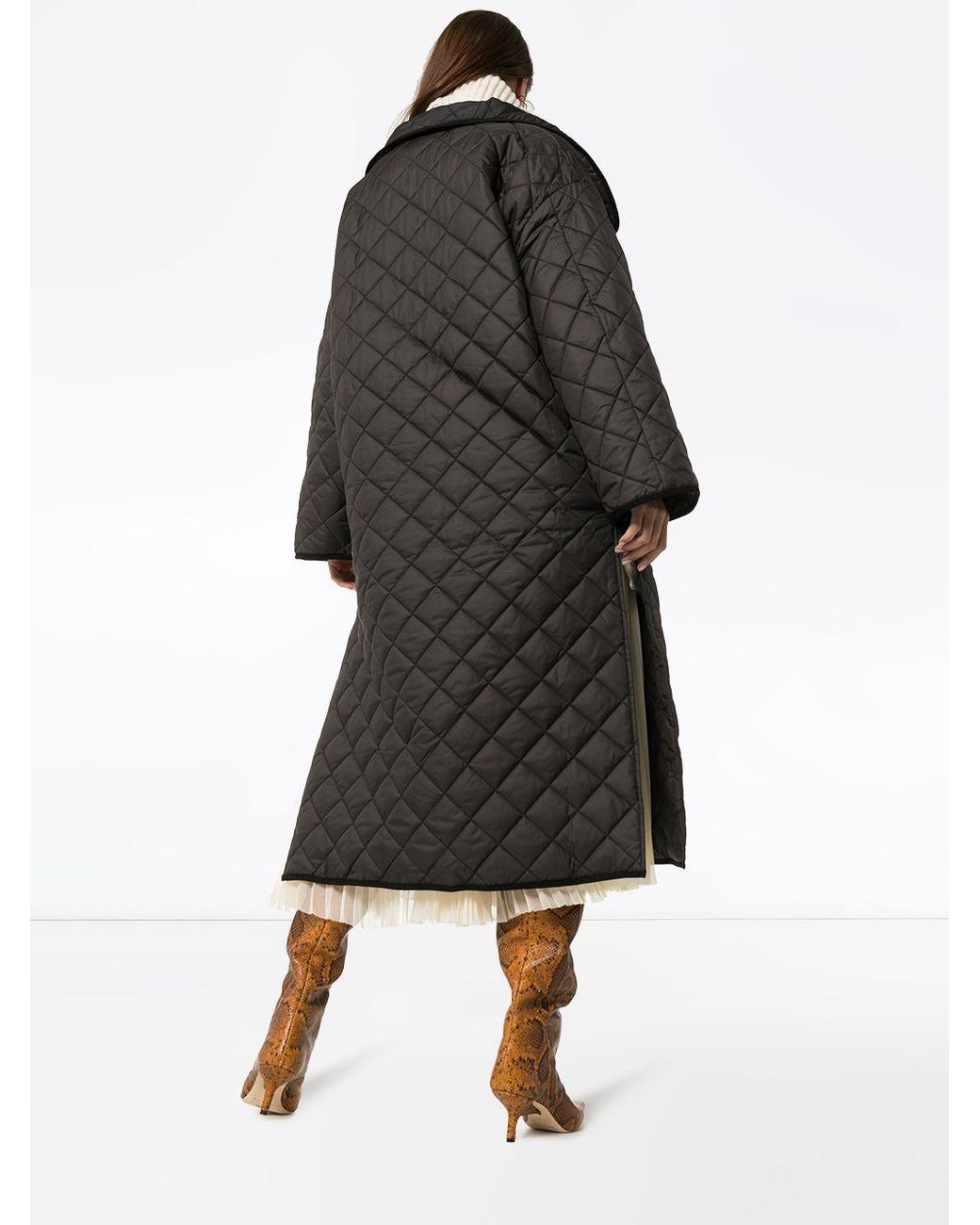 Totême Annecy Quilted Coat in Black | Lyst Australia