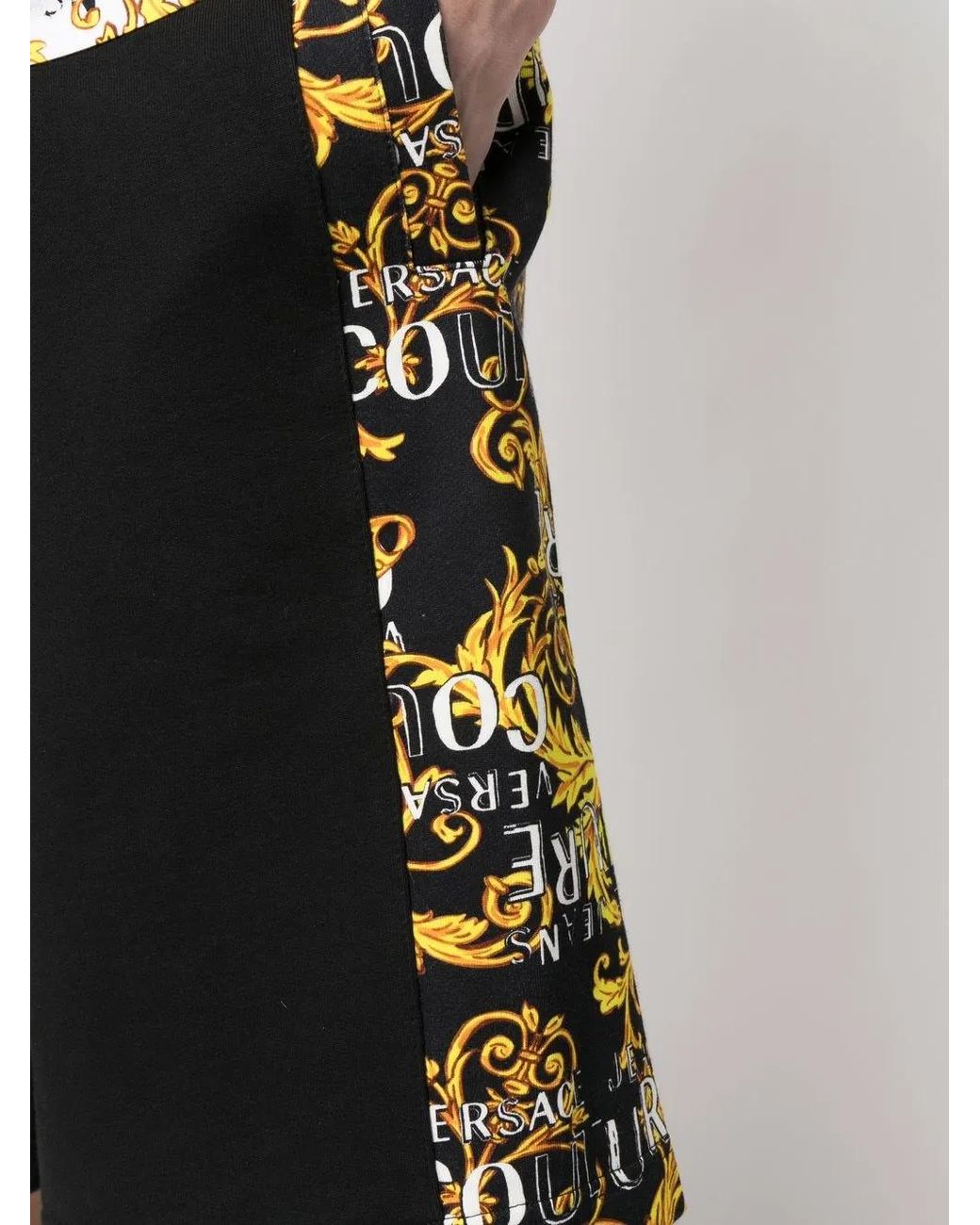 Versace Jeans Couture Black Baroque-Print Shorts for men