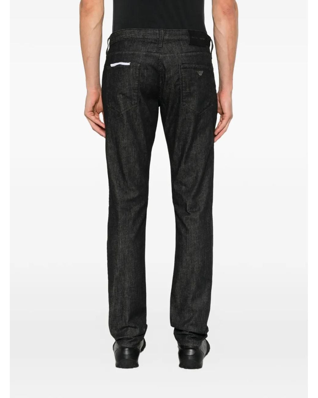 Emporio Armani Black Logo-Plaque Jeans for men