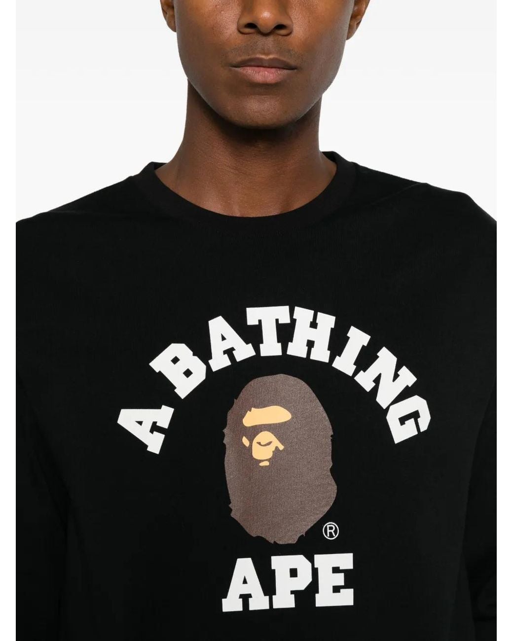 A Bathing Ape Black College Ape Head T-Shirt for men