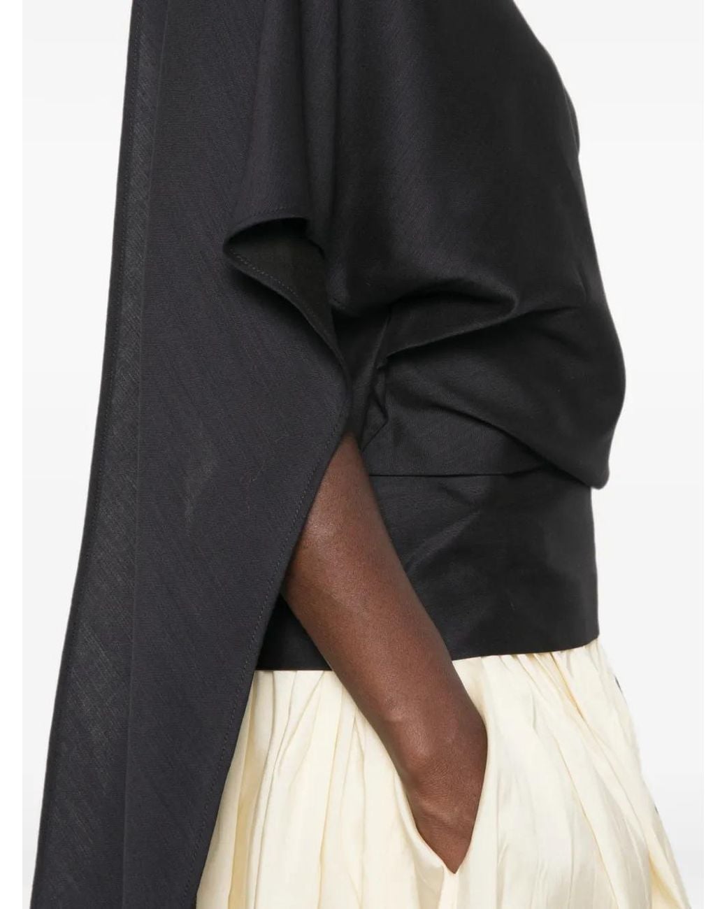 Rohe Black One-Shoulder Scarf-Detail Top