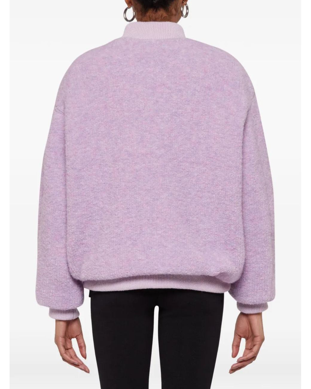 Laneus Purple Knit Zip-Up Bomber Jacket