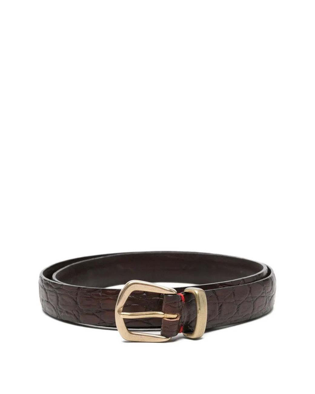 Eleventy Brown Croc-Effect Leather Belt for men