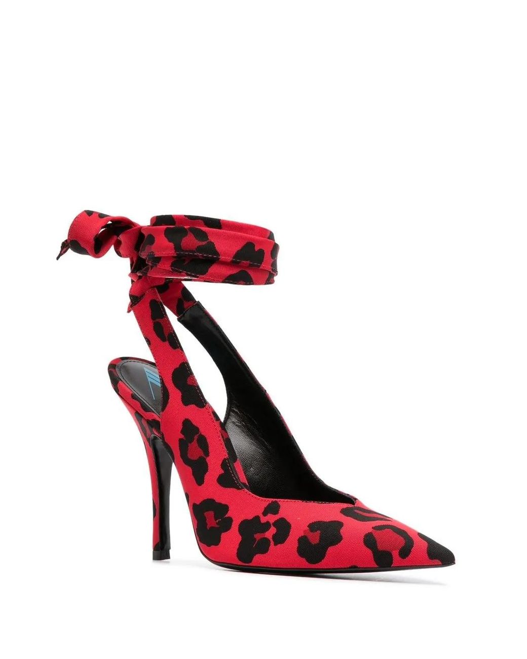 The Attico Red Leopard-Print Pointed-Toe Pumps