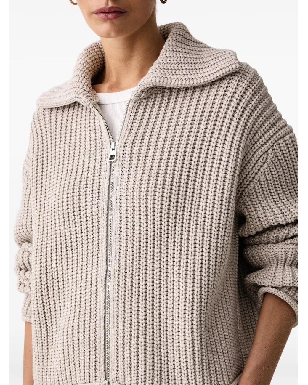 Marc O' Polo Natural Chunky-Knit Zip-Up Cardigan