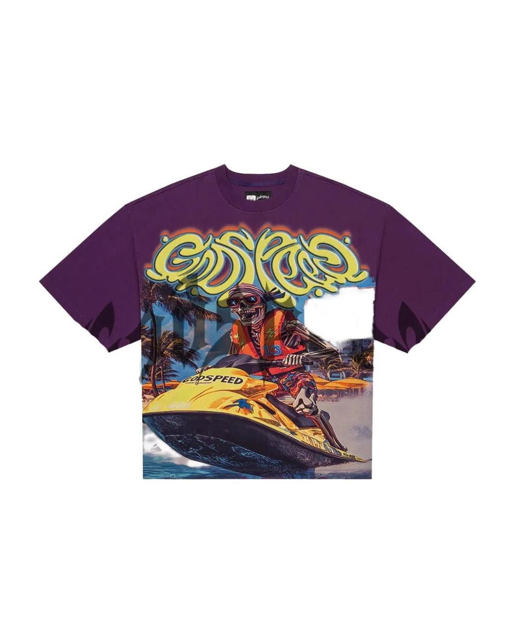 Godspeed Blue Wave Runner Graphic-Detaill T-Shirt for men