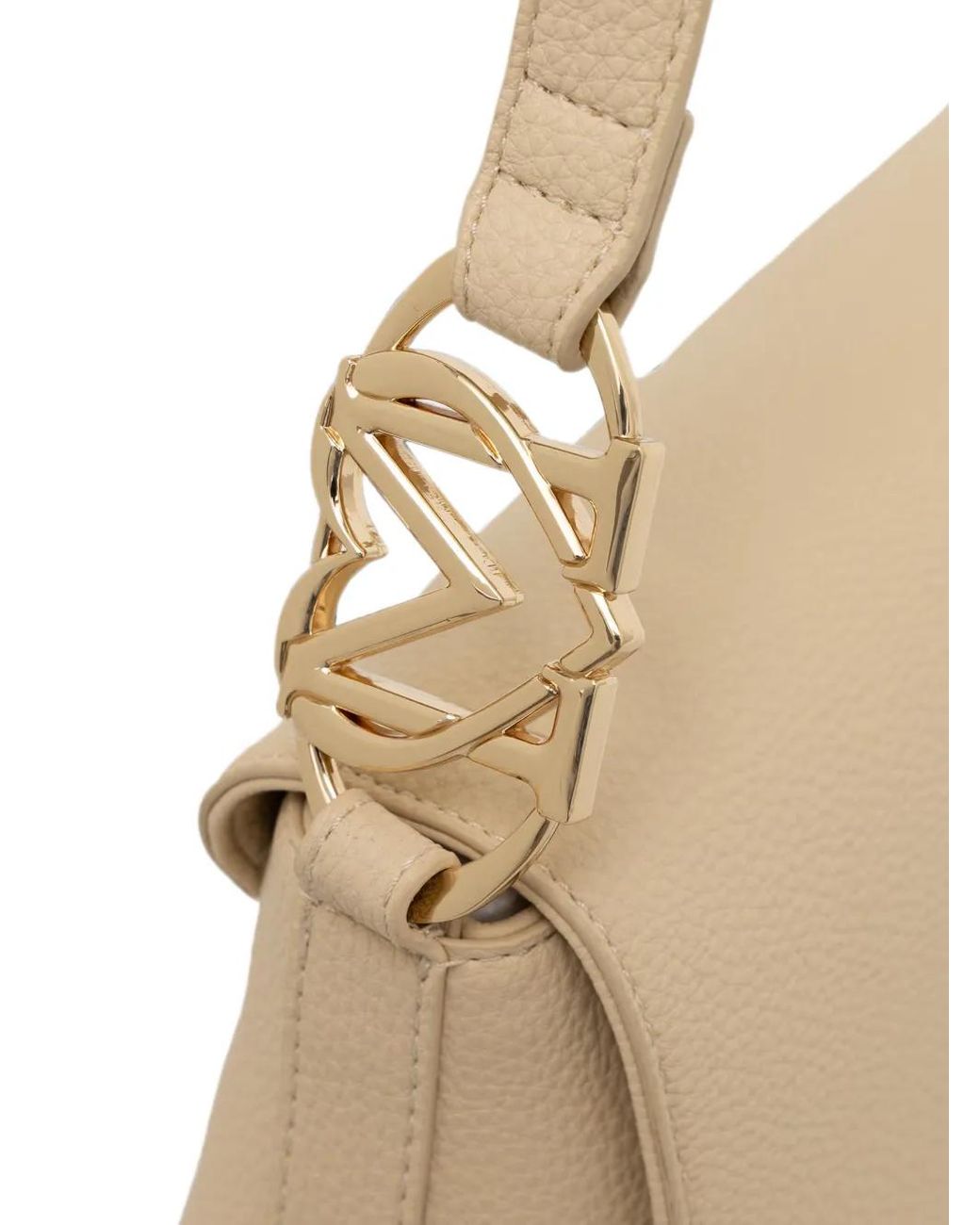 Love Moschino Natural Logo-Plaque Pebbled Shoulder Bag
