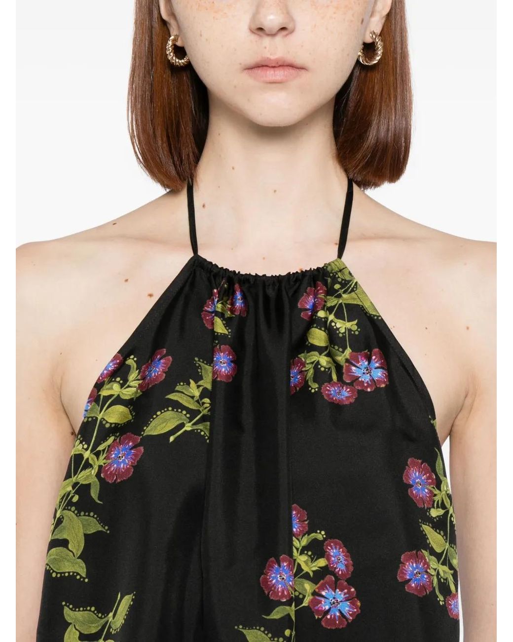 Cynthia Rowley Black Floral-Print Top