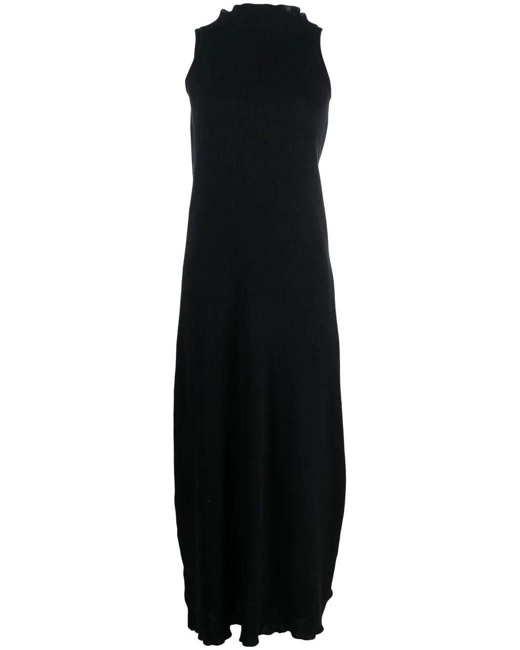 MM6 by Maison Margiela Black Asymmetric Draped Knitted Dress