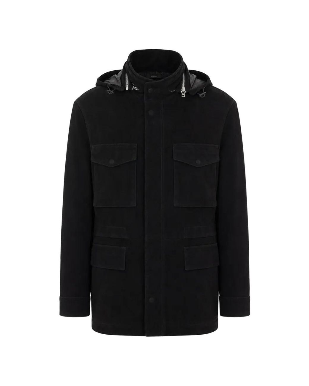 Tom Ford Black Hooded Suede Jacket for men