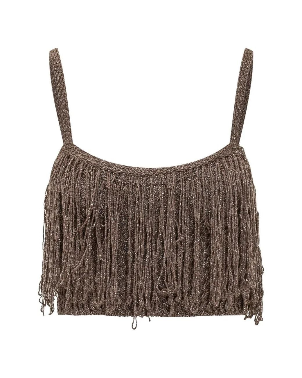 Pinko Brown Paeonia Crop Top