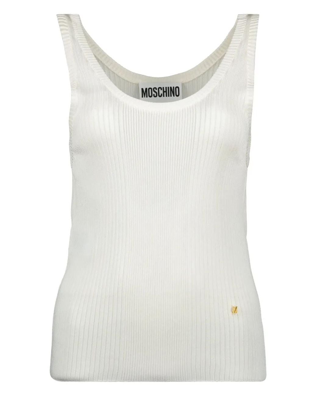 Moschino White Ribbed Tank Top