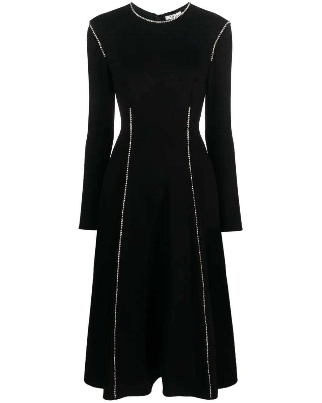 Nissa Black Rhinestone Embellished Viscose Dress