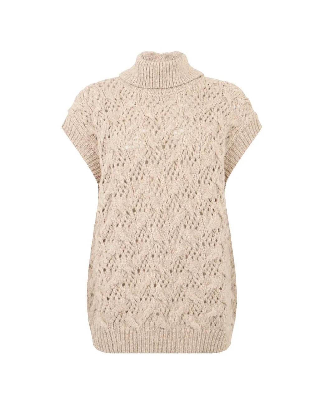 Peserico Natural Cable-Knit Vest