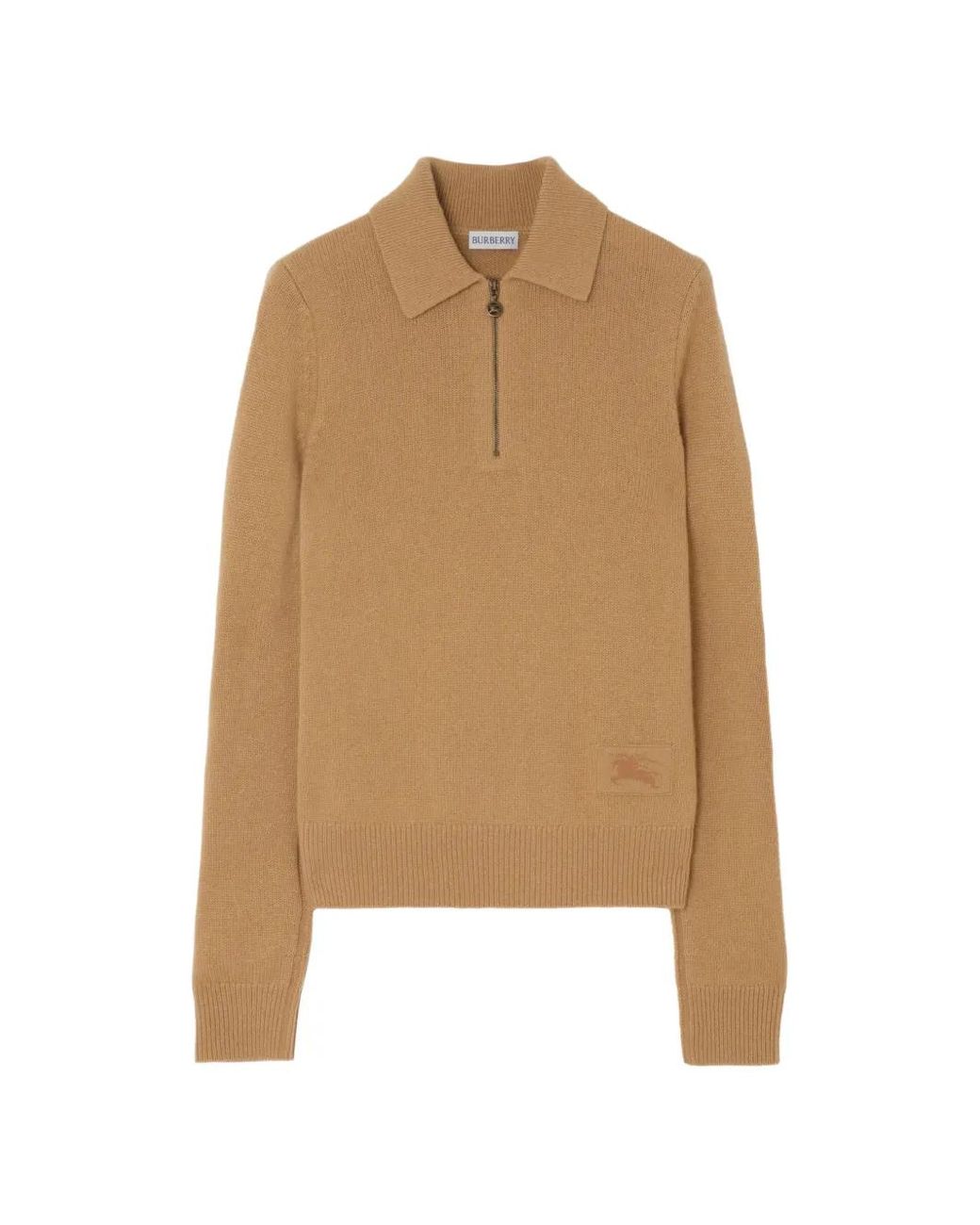 Burberry Natural Long-Sleeve Cashmere Polo Shirt