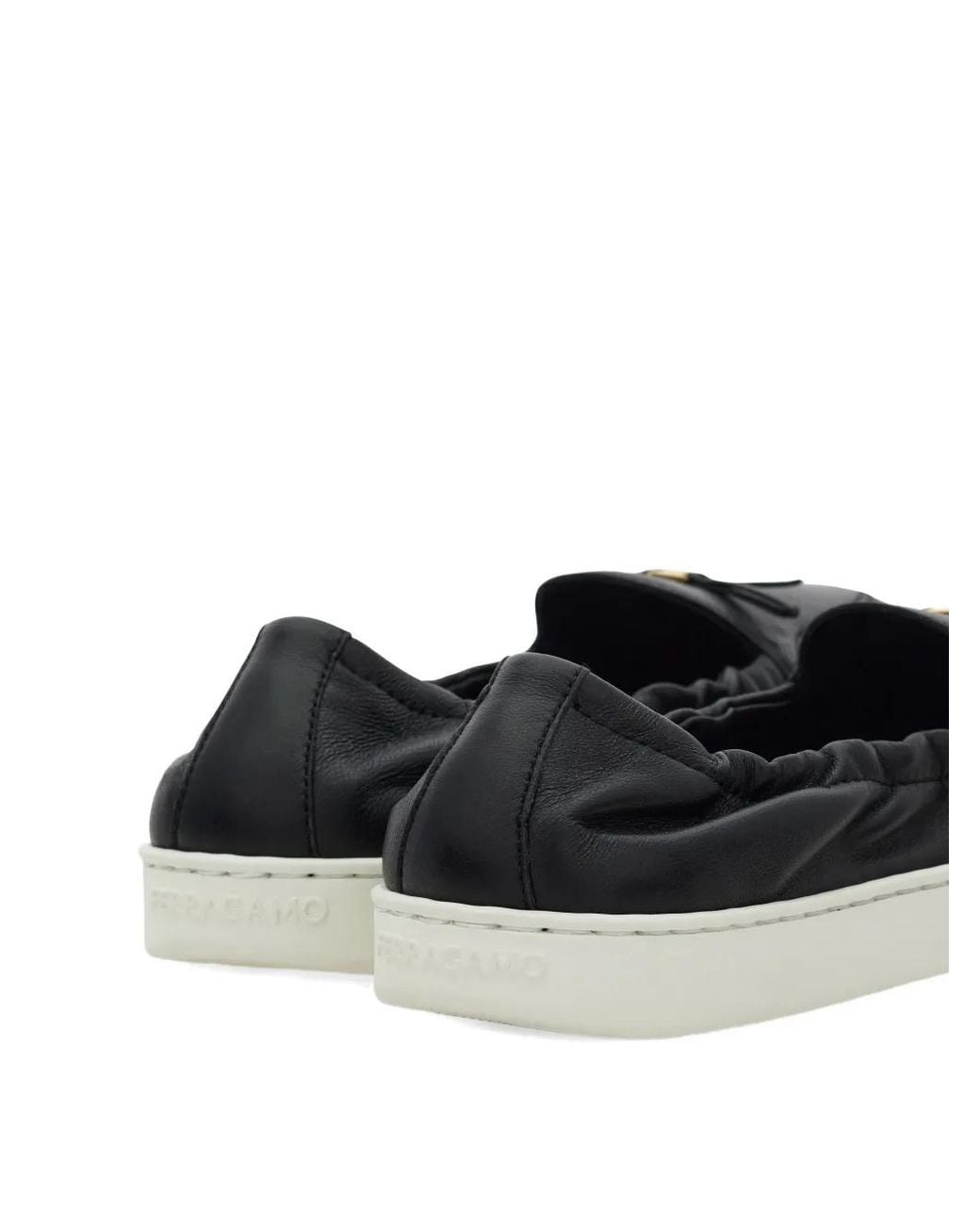 Ferragamo Black Flexible Loafers With Mini Bow