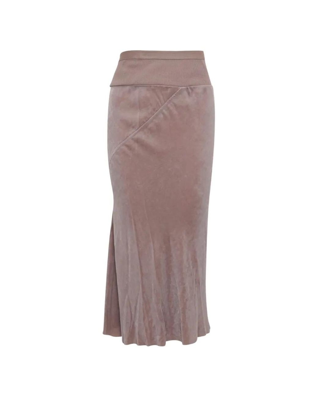 Rick Owens Brown Bias-Cut Velvet Midi Skirt