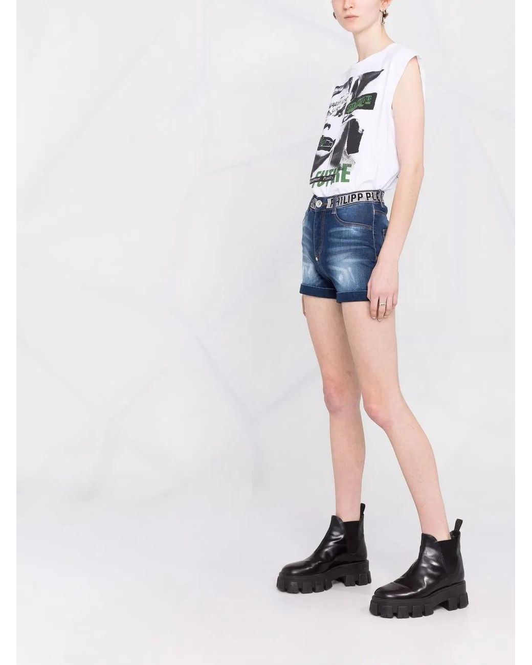 Philipp Plein Blue Stones Hot Pants