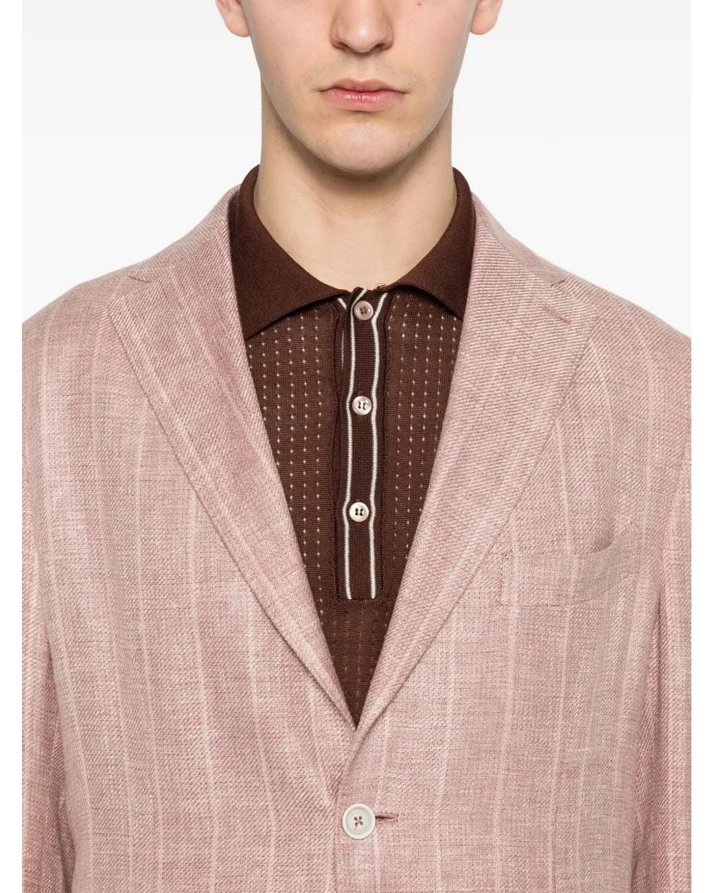 Eleventy Pink Striped-Pattern Suit for men