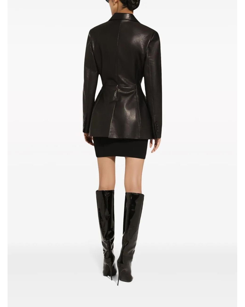 Dolce & Gabbana Black Leather Single Breasted Jacket
