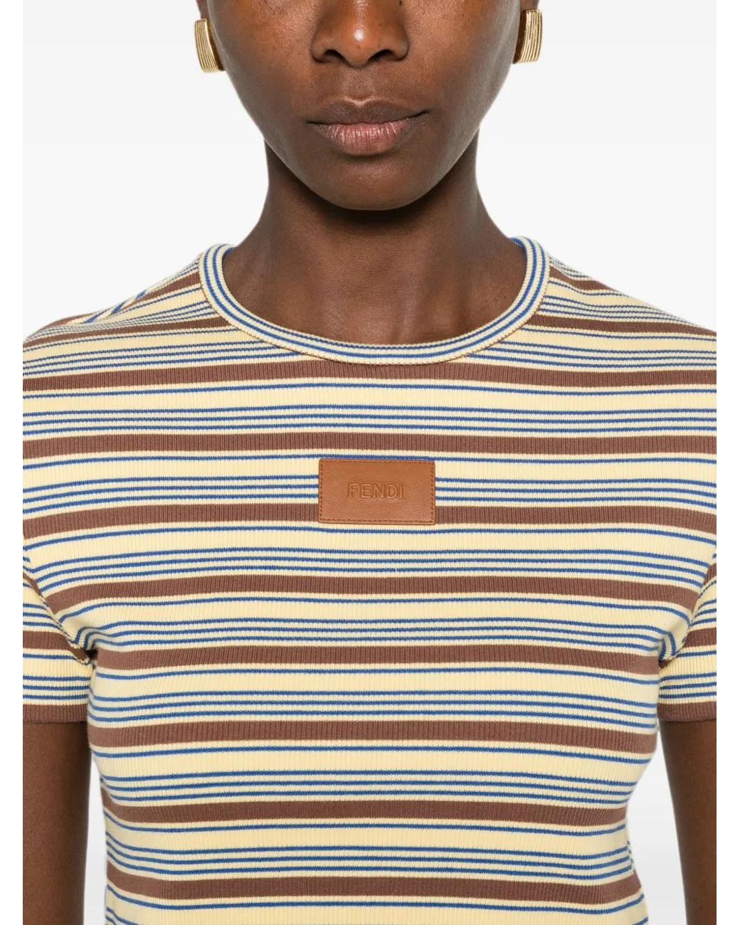 Fendi White Multicolour Striped Cotton Jumper