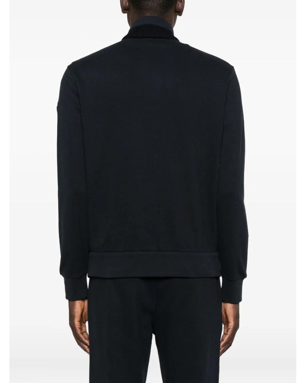 Moncler Black Zip-Up Logo-Patch Sweatshirt for men