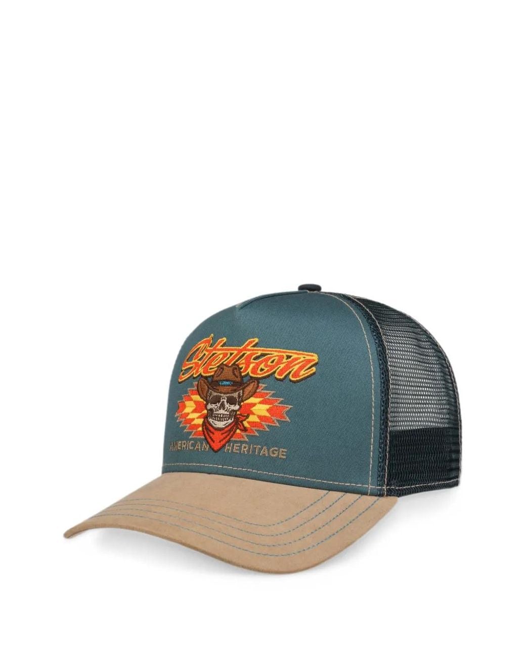 Stetson Blue Western Skull Embroidered Trucker Cap