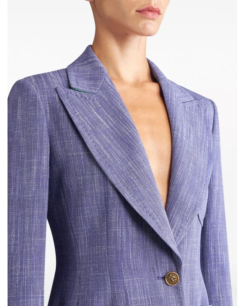 Etro Blue Single-Breasted Tailored Blazer