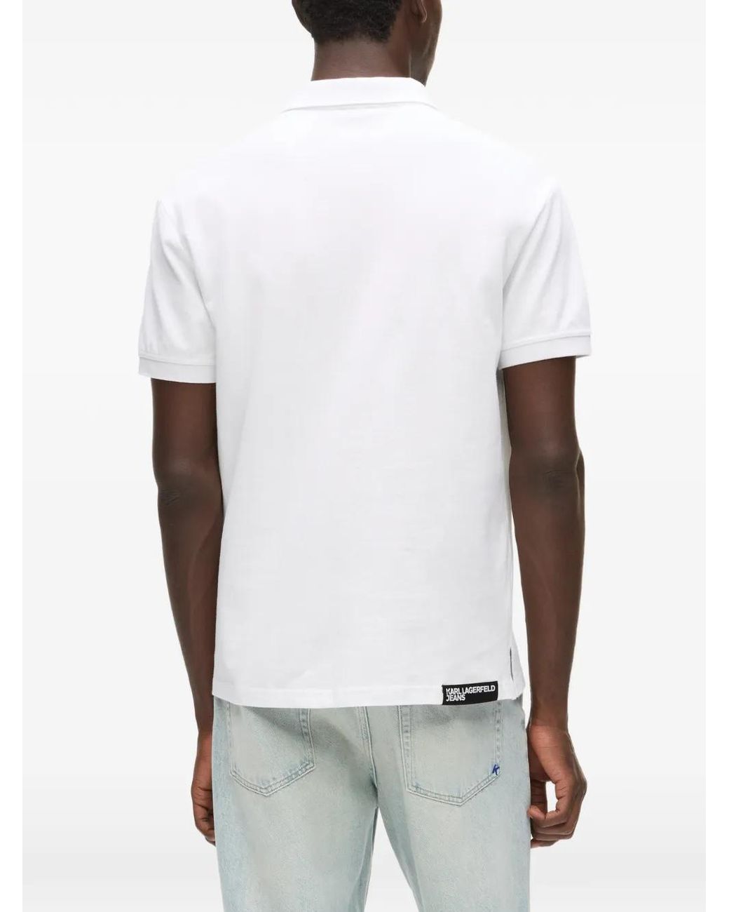 Karl Lagerfeld White Logo Polo Shirt for men