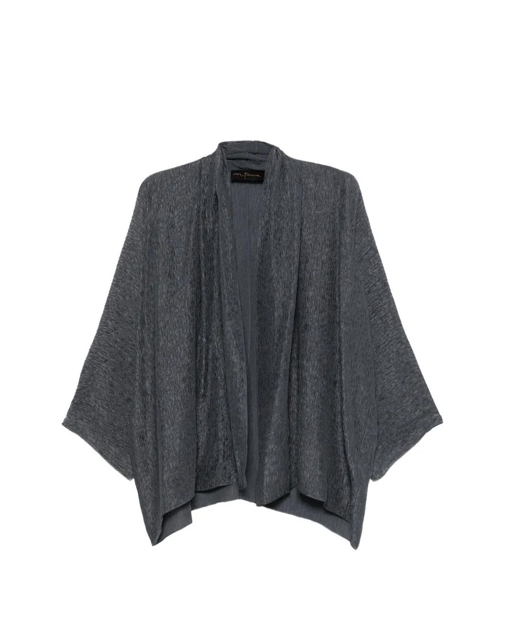 Cortana Gray Crinkled-Effect Shawl-Lapel Jacket