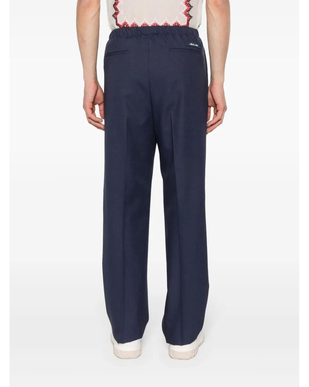 Fendi Blue Pleated Wool Trousers For for men