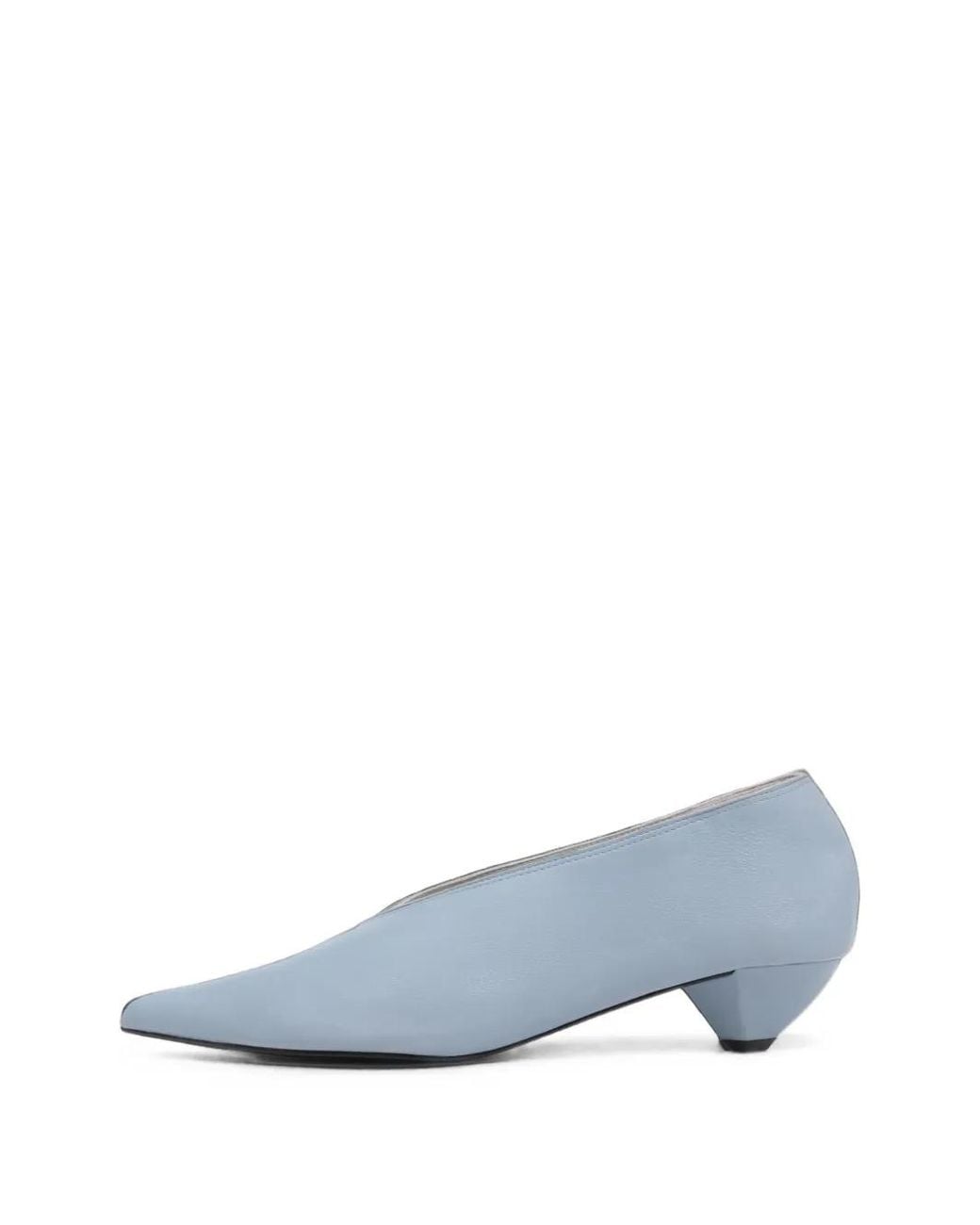 Bimba Y Lola Blue Leather Low Heel Court Shoe