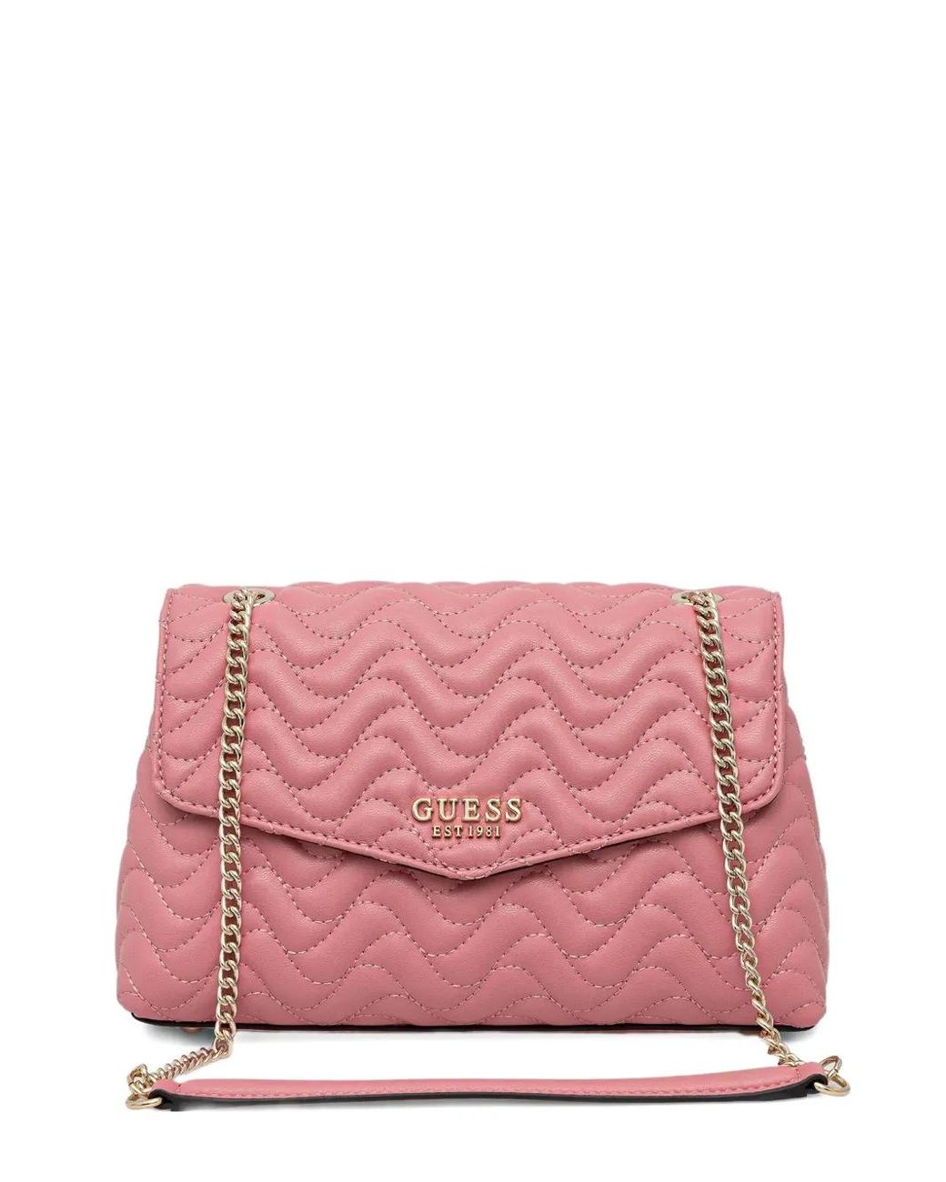 Guess Pink Quilted Chain-Strap Cross Body Bag
