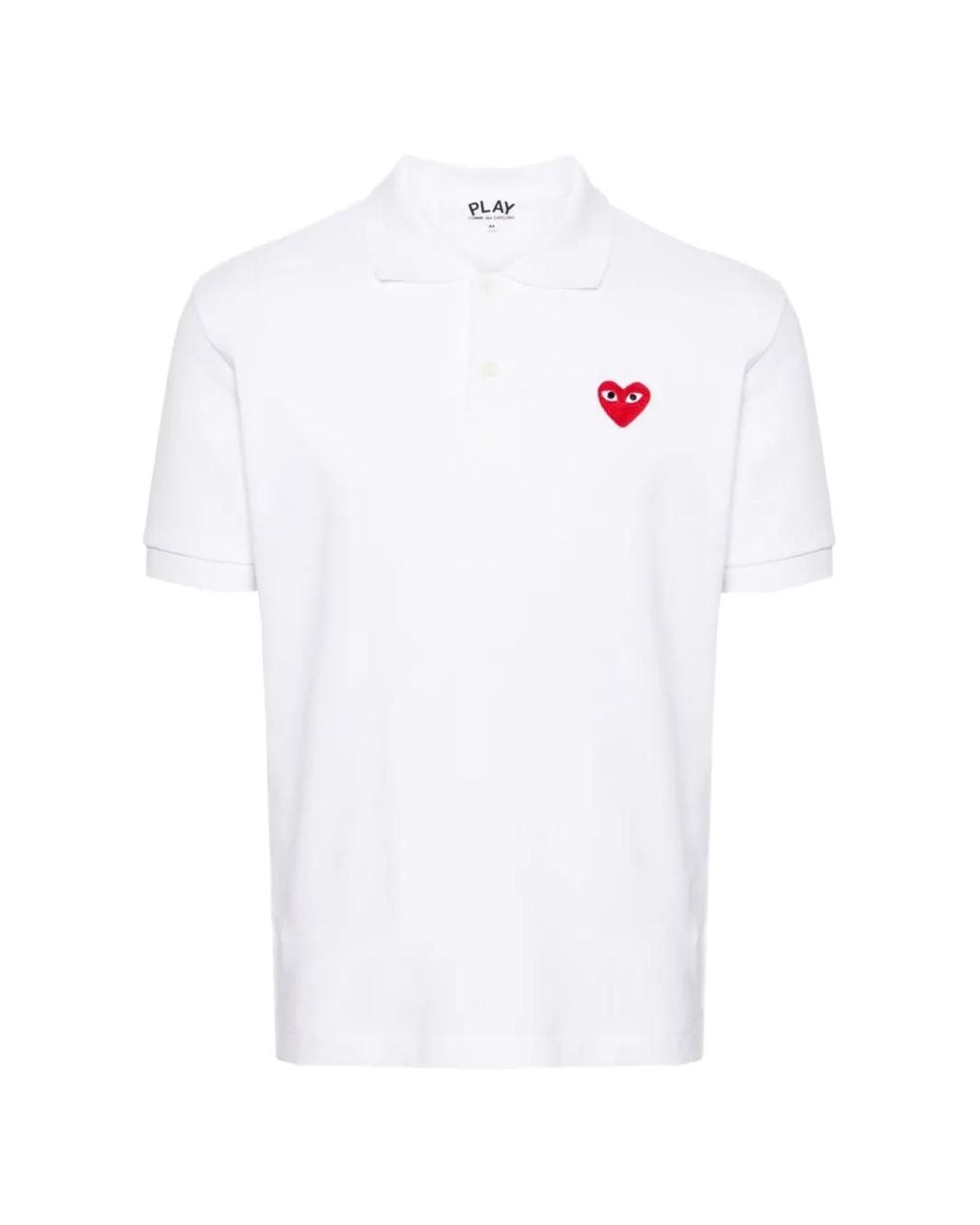 Comme des Garçons White Heart-Patch Piqué Polo Shirt