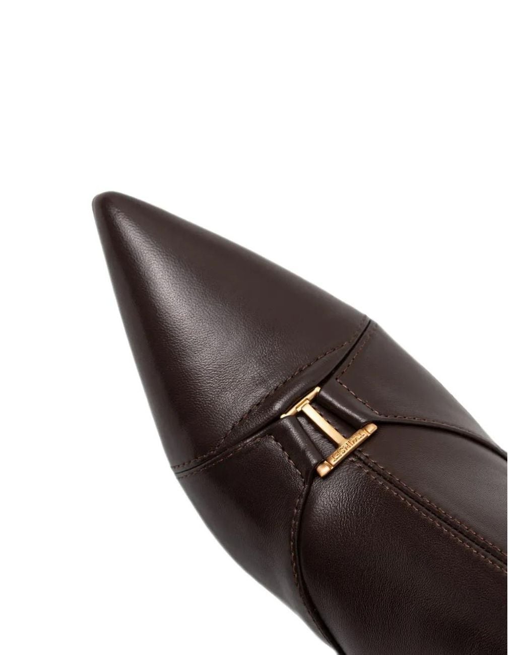 Twinset Brown Logo-Plaque Pointed-Toe Boots