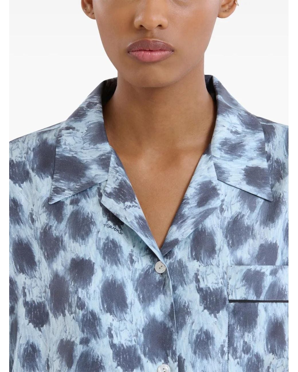 Marni Blue Stylish Printed Silk Shirt