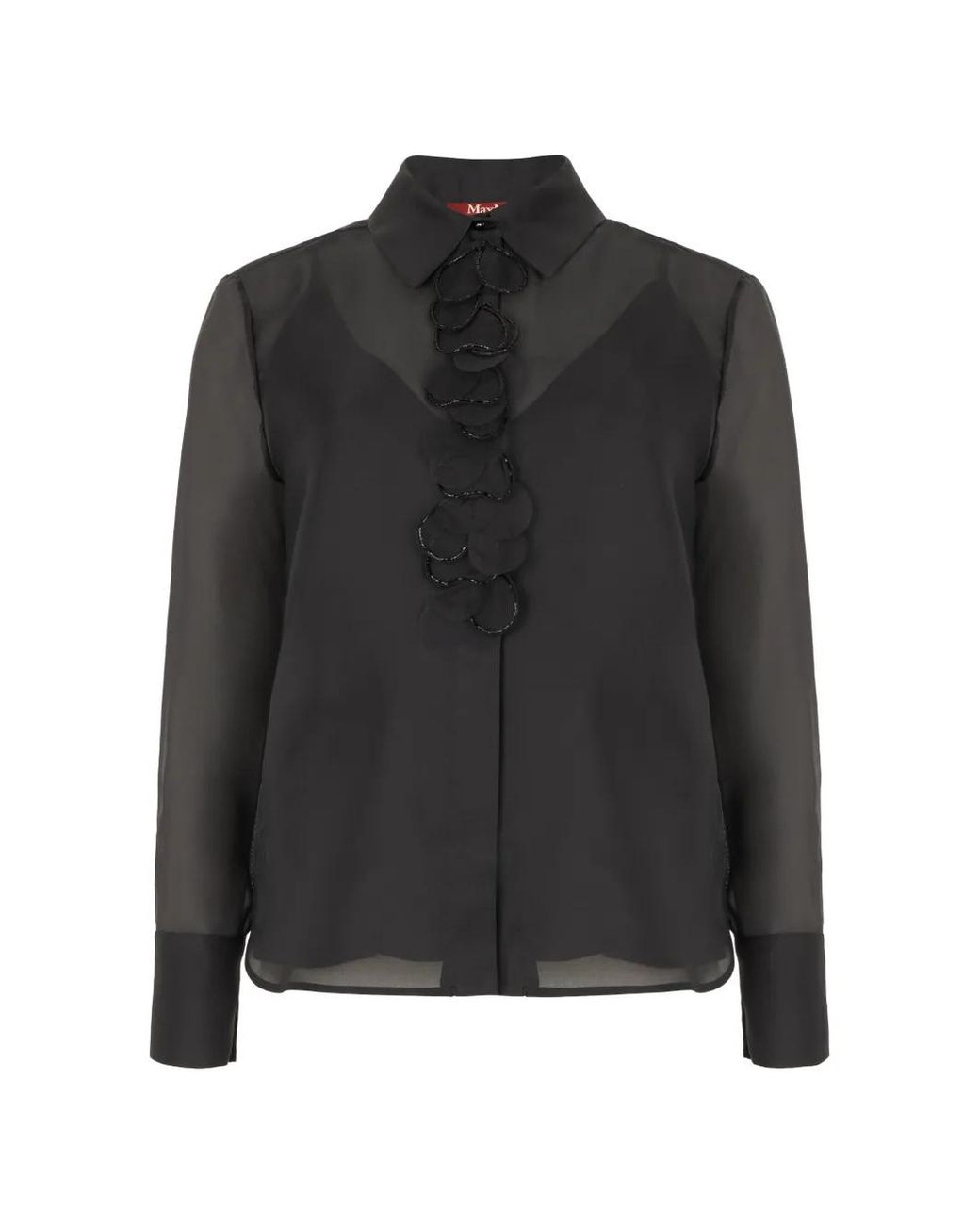 Max Mara Black Ruffled-Collar Blouse