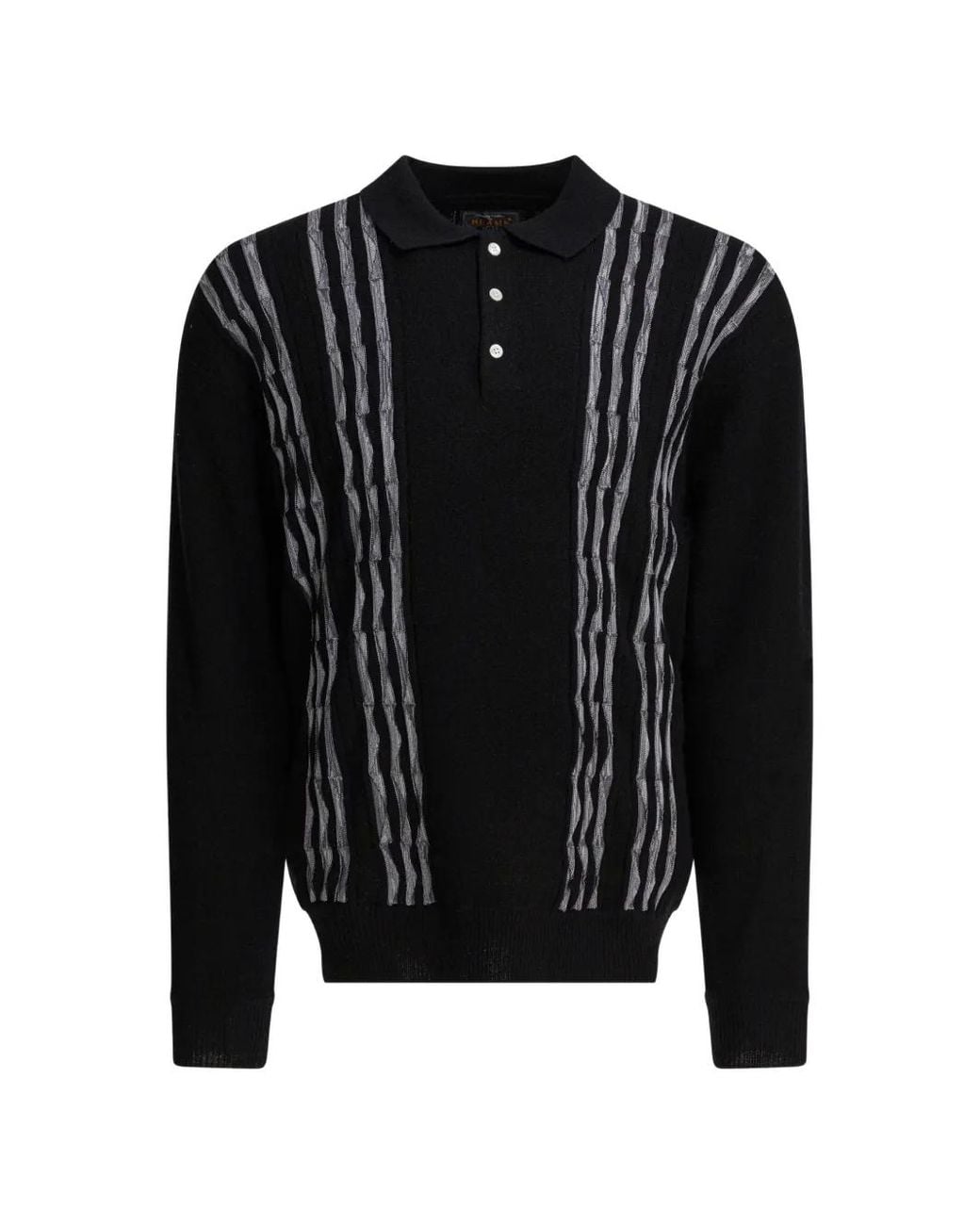 Beams Plus Black Striped Polo Shirt for men