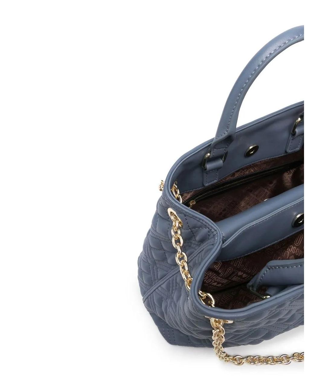 Love Moschino Blue Quilted Logo-Lettering Bag