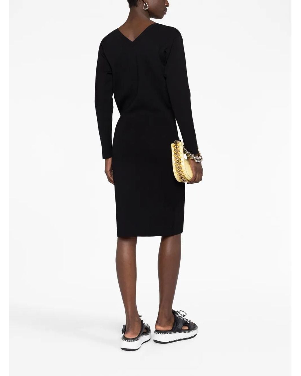 Stella McCartney Black V-Neck Knitted Midi Dress